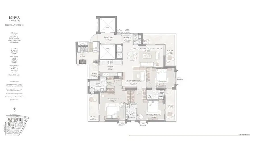 tarc ishva 3 bhk floor plan gurgaon